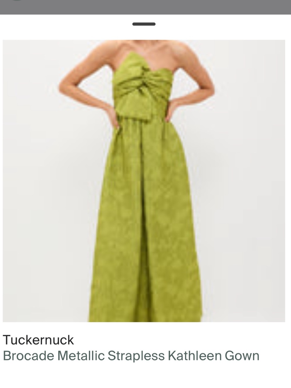 Tuckernuck Lime Green Strapless Brocade Gown